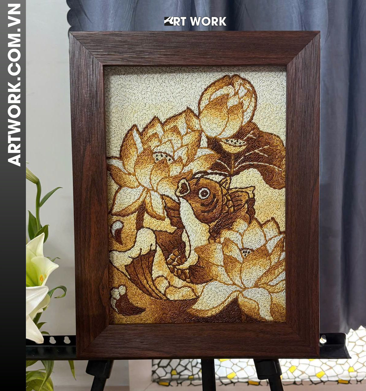 Carp and lotus rice painting