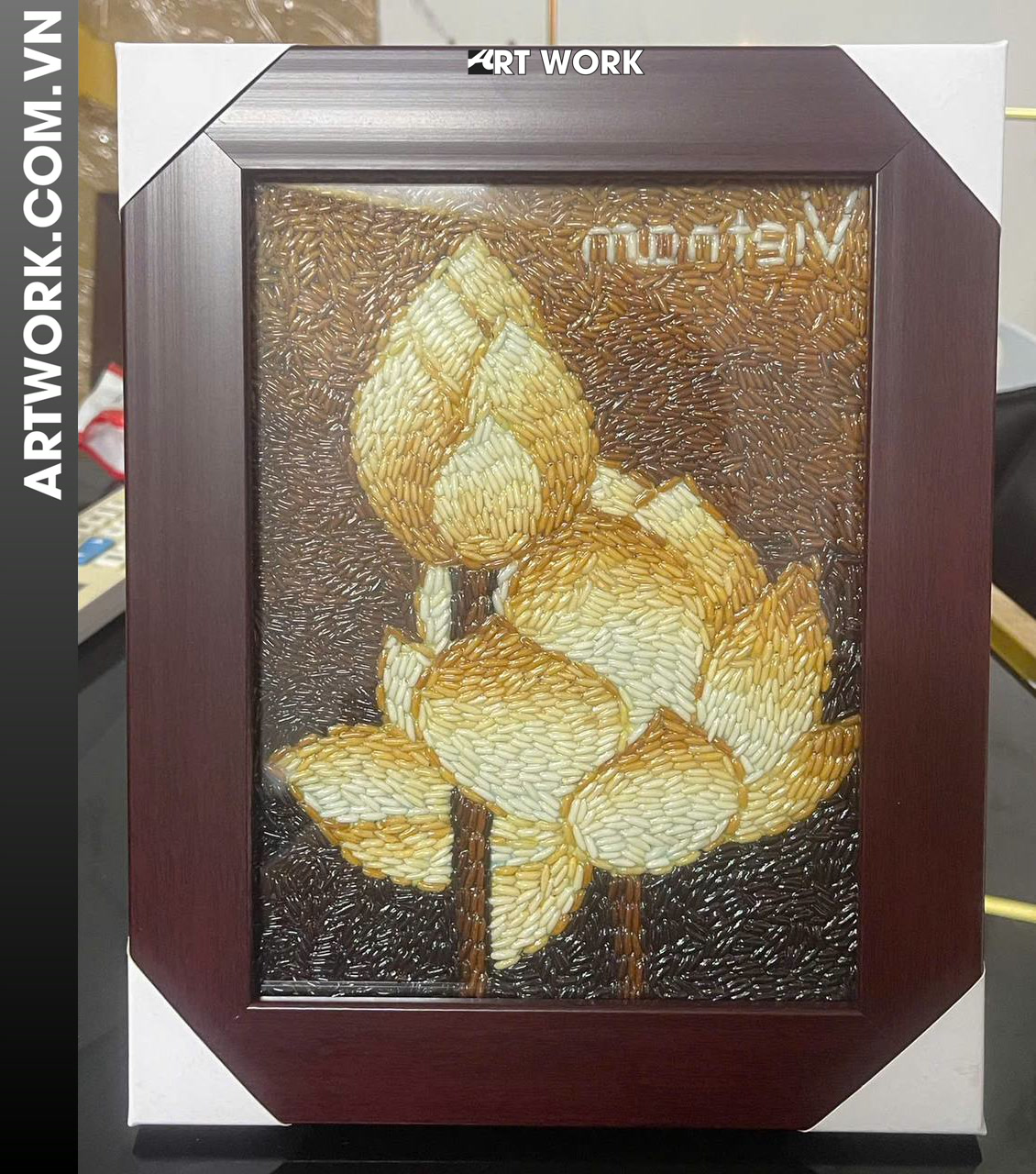 Lotus flower rice painting for table painting