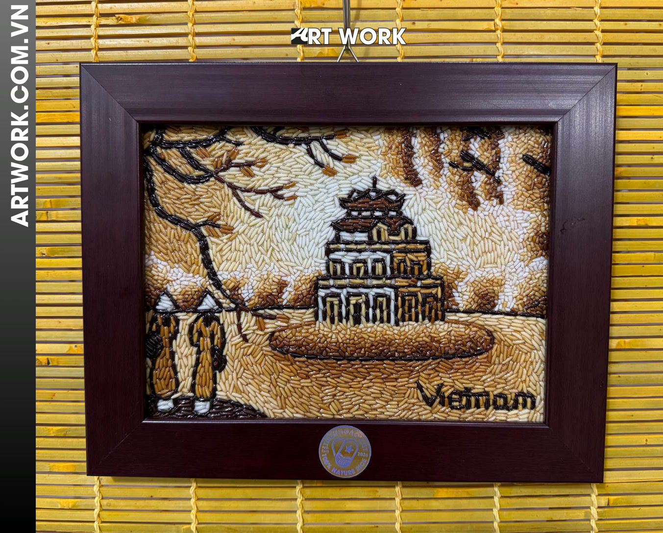 Turtle Vietnam Tower Rice Painting Size 20x25 cm