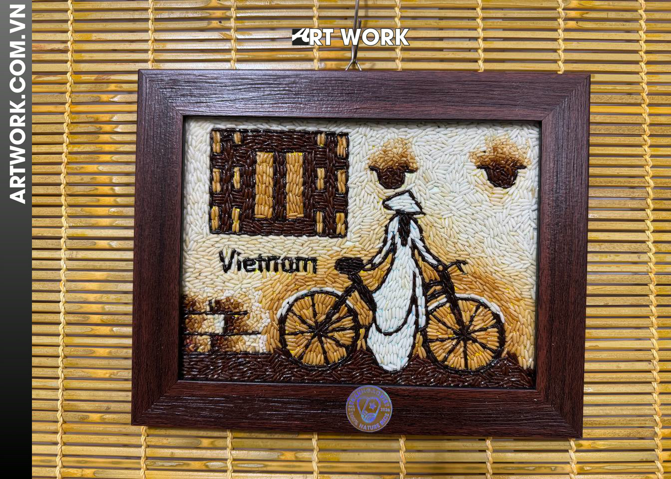 Painting rice of a bicycle girl by the window