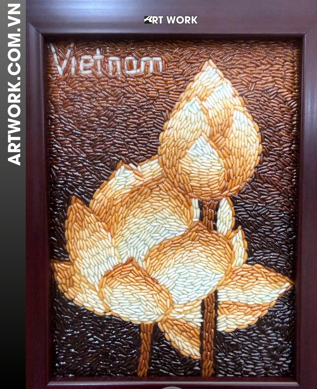Image 2 - Lotus Rice Painting - Vietnam ArtWork