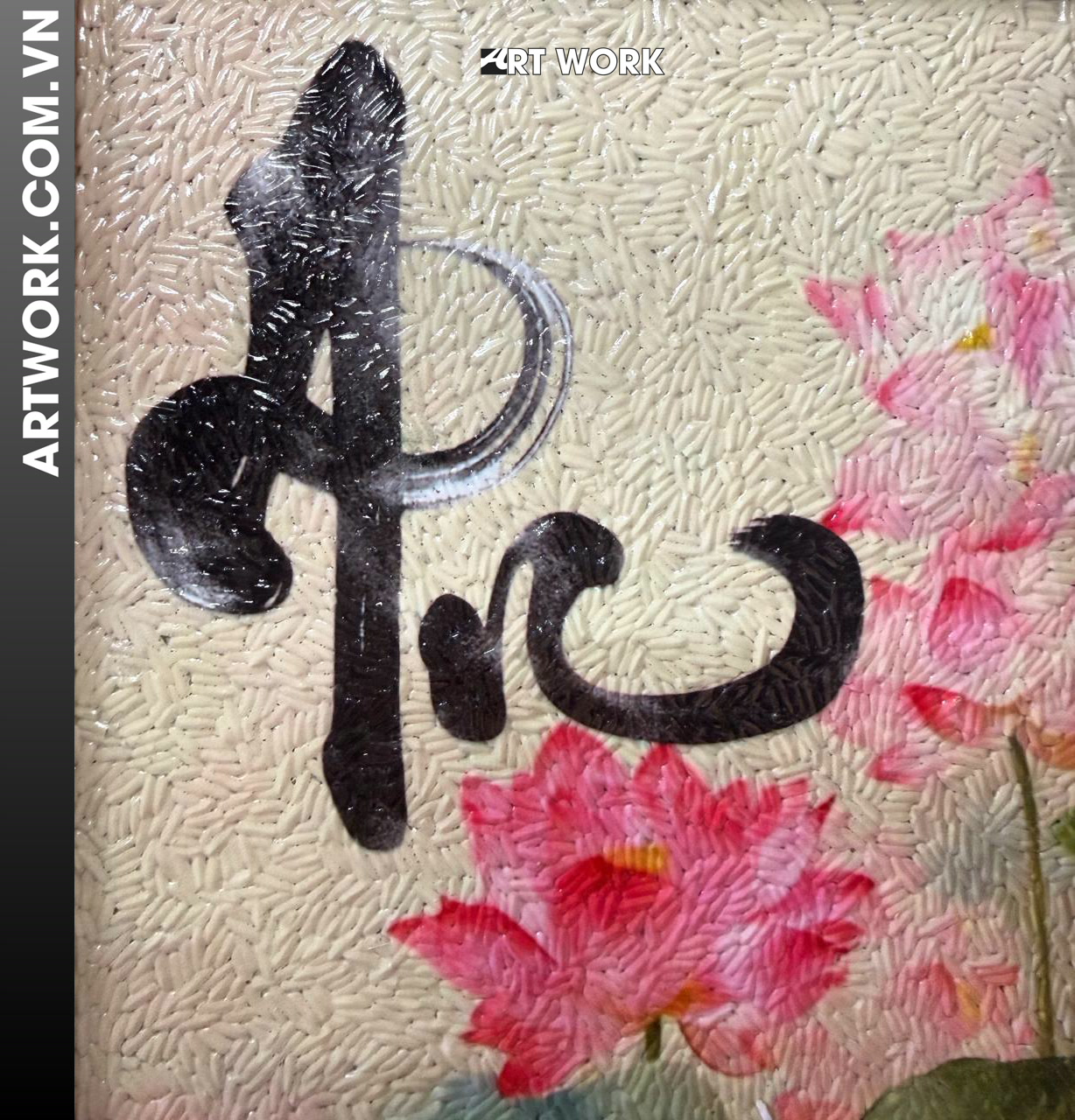 Image 2 - Peaceful lotus Rice Painting - Vietnam ArtWork