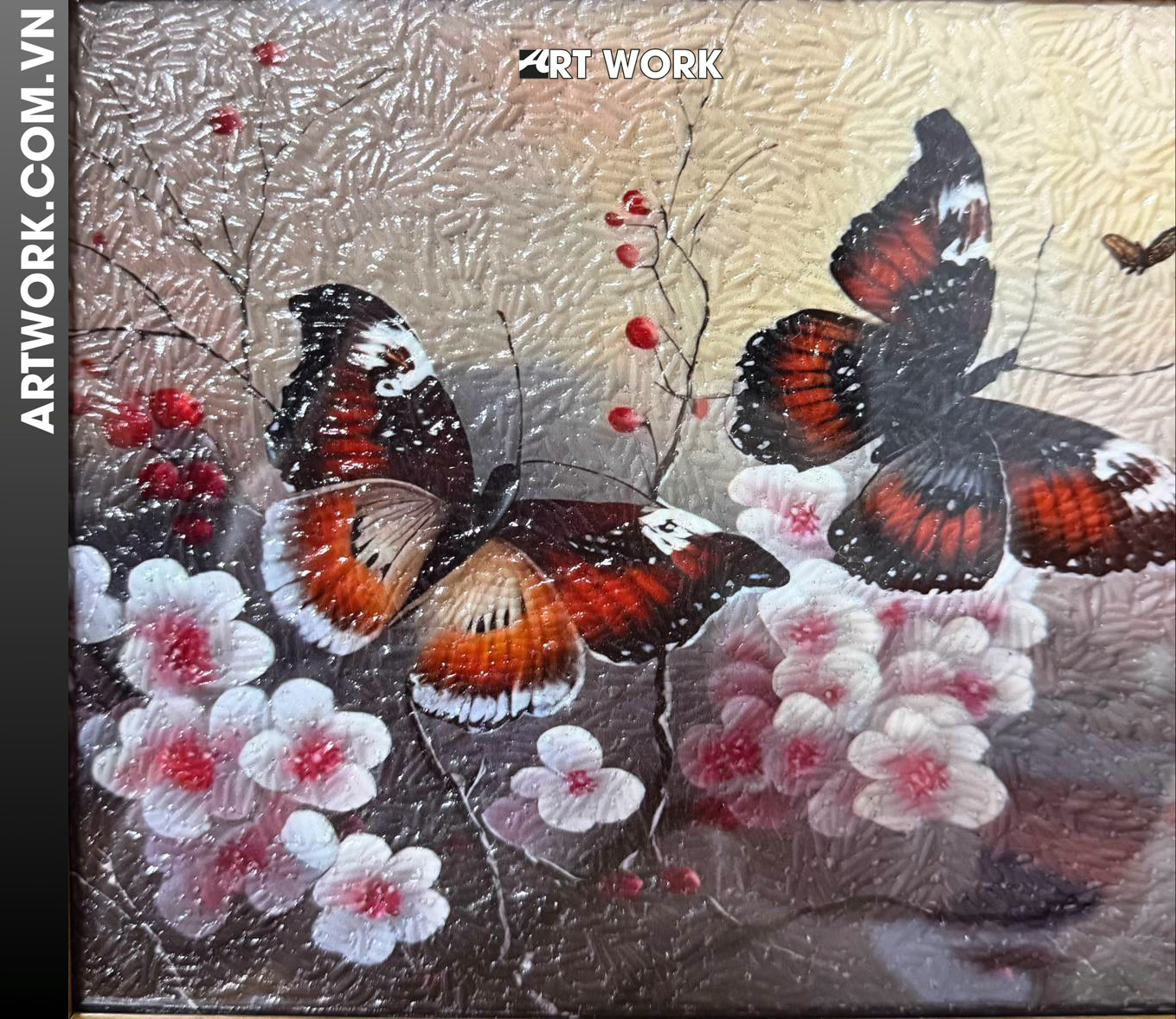 Image 2 - Butterfly flowers Rice Painting - Vietnam ArtWork