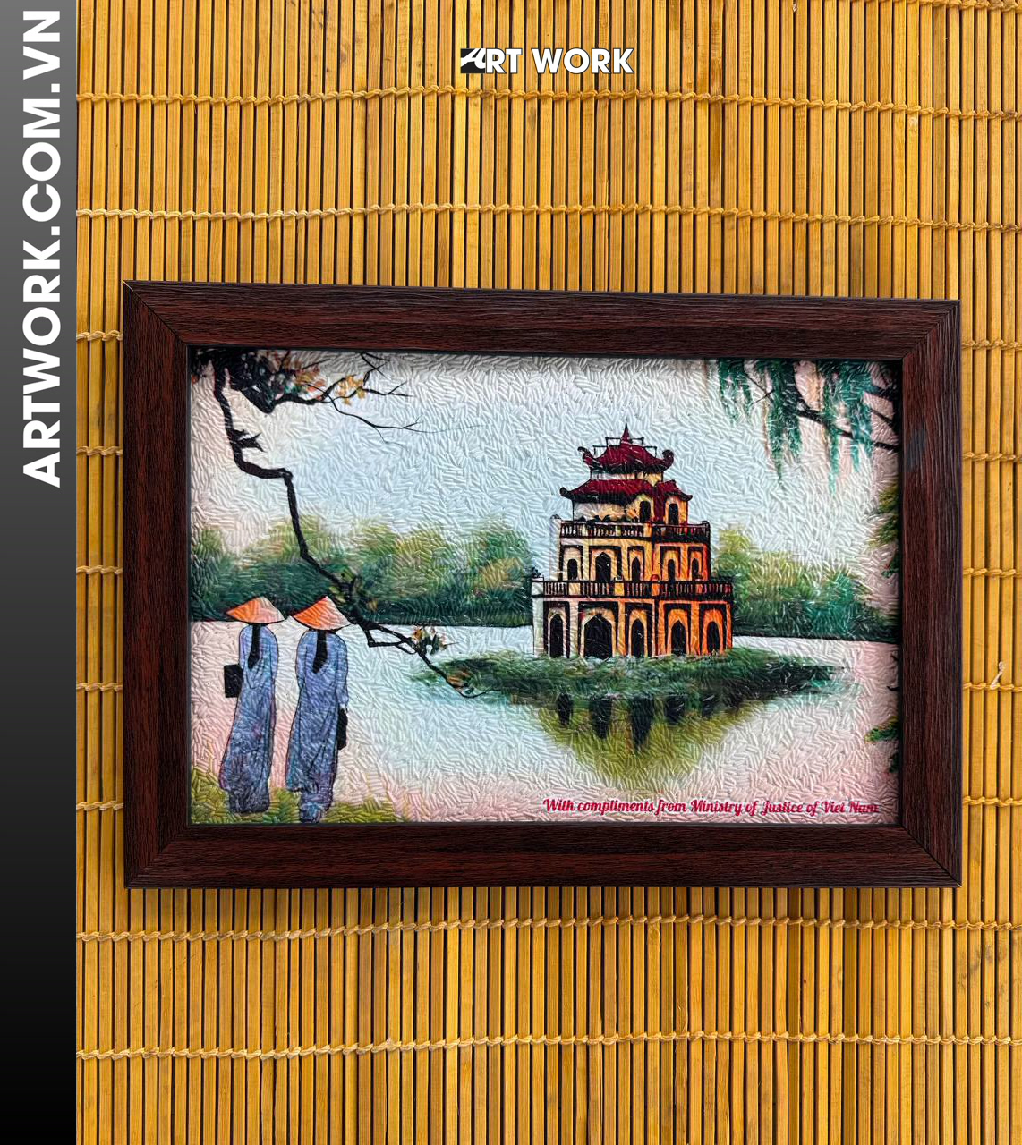 Image 5 - Turtle Tower in Hanoi Rice Painting - Vietnam ArtWork