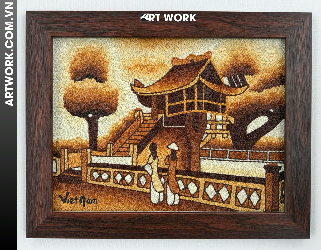 Image 3 - One Pillar Pagoda rice painting 30x40 cm - Vietnam ArtWork