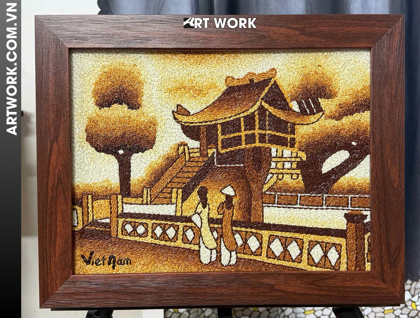 One Pillar Pagoda rice painting 30x40 cm