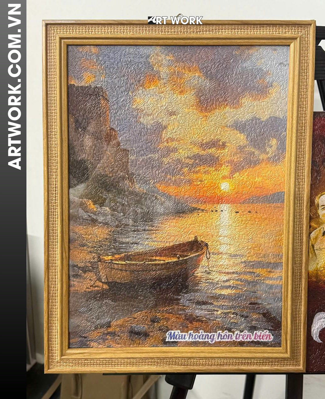 Sunset in the Beach Rice Painting