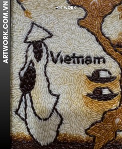 Ao dai Vietnamese Rice Painting