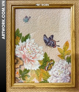 Butterfly with flowers Rice Painting
