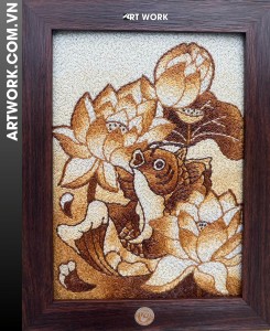 Carp and Lotus Rice Painting