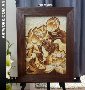 Carp and lotus rice painting