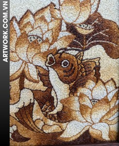 Carp and Lotus Rice Painting