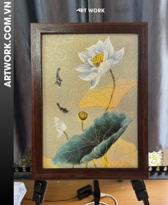 Lotus flower and fish Rice Painting