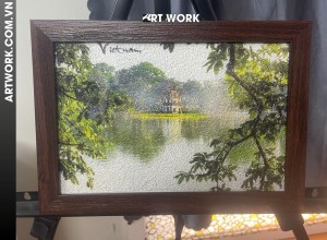 Morning Turtle Tower color Rice Painting