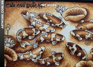 Nine Koi Harmony Rice Painting