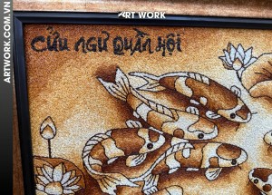 Nine Koi Harmony Rice Painting