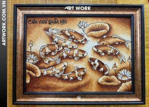 Nine Koi Harmony Rice Painting