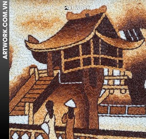 One Pillar Pagoda rice painting 30x40 cm