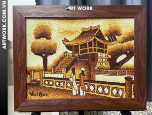 One Pillar Pagoda rice painting 30x40 cm