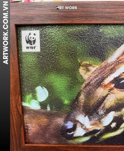 Saola Rice Painting (30x40) – Rustic Brown Wooden Frame