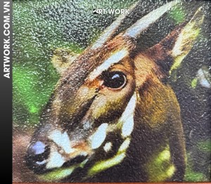 Saola Rice Painting (30x40) – Rustic Brown Wooden Frame