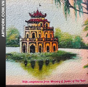 Turtle Tower in Hanoi Rice Painting