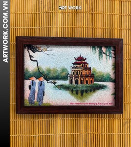 Turtle Tower in Hanoi Rice Painting