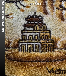 Turtle Vietnam Tower Rice Painting Size 20x25 cm