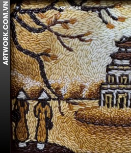 Turtle Vietnam Tower Rice Painting Size 20x25 cm