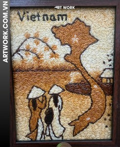 Vietnam in Ao Dai Rice Painting