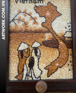 Vietnam in Ao Dai Rice Painting