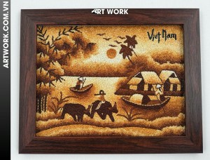 Vietnam Village rice painting