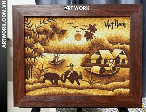 Vietnam Village rice painting