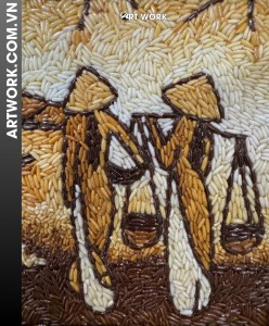 Vietnamese countryside rice painting